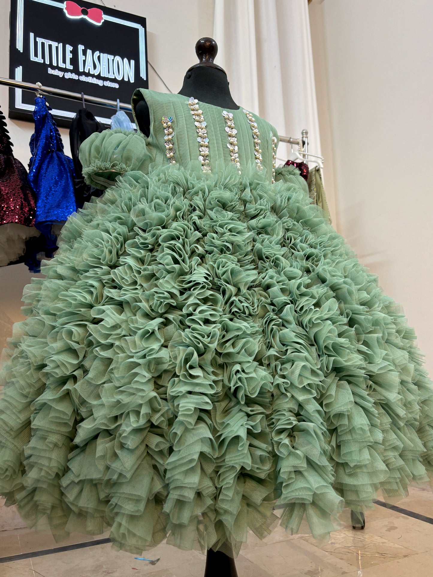 Sage Green Ruffled Dress