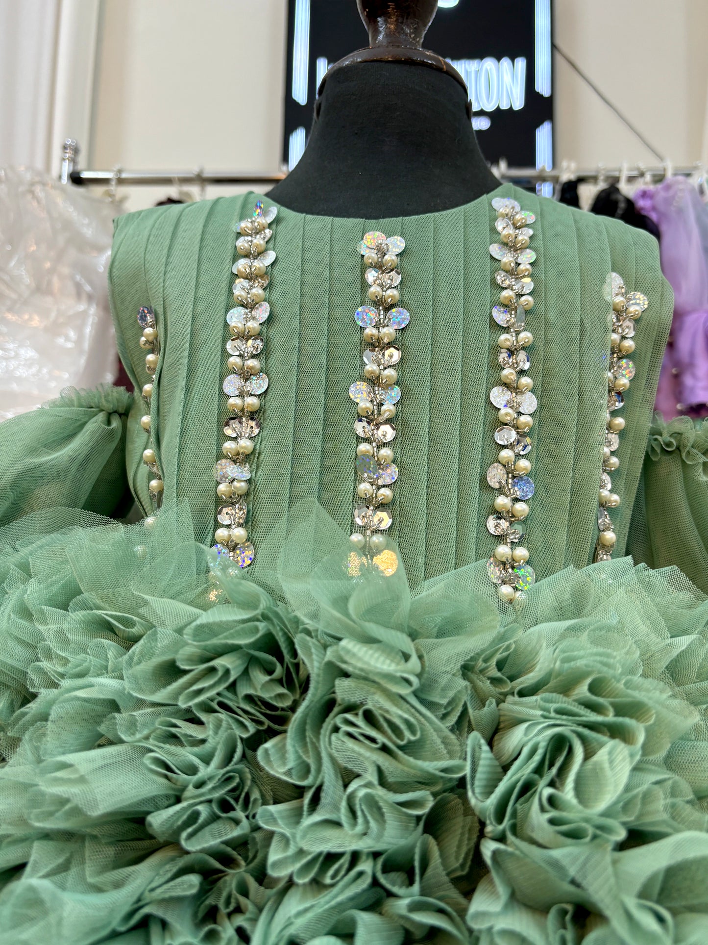 Sage Green Ruffled Dress