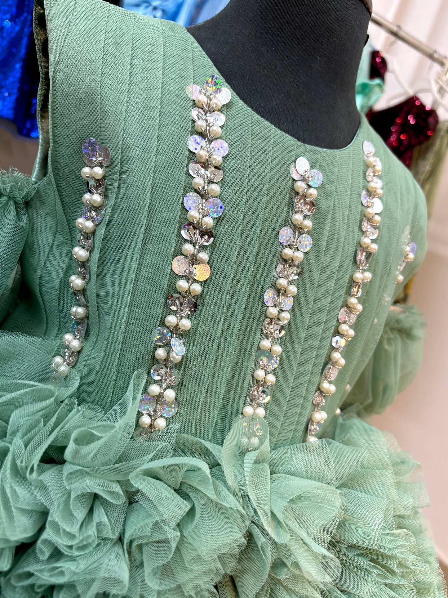 Sage Green Ruffled Dress