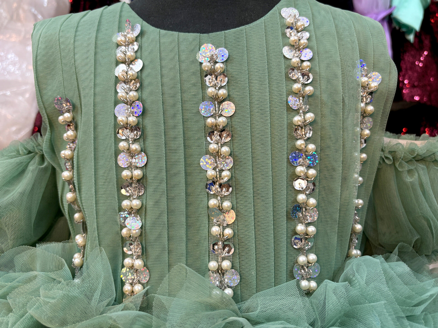 Sage Green Ruffled Dress