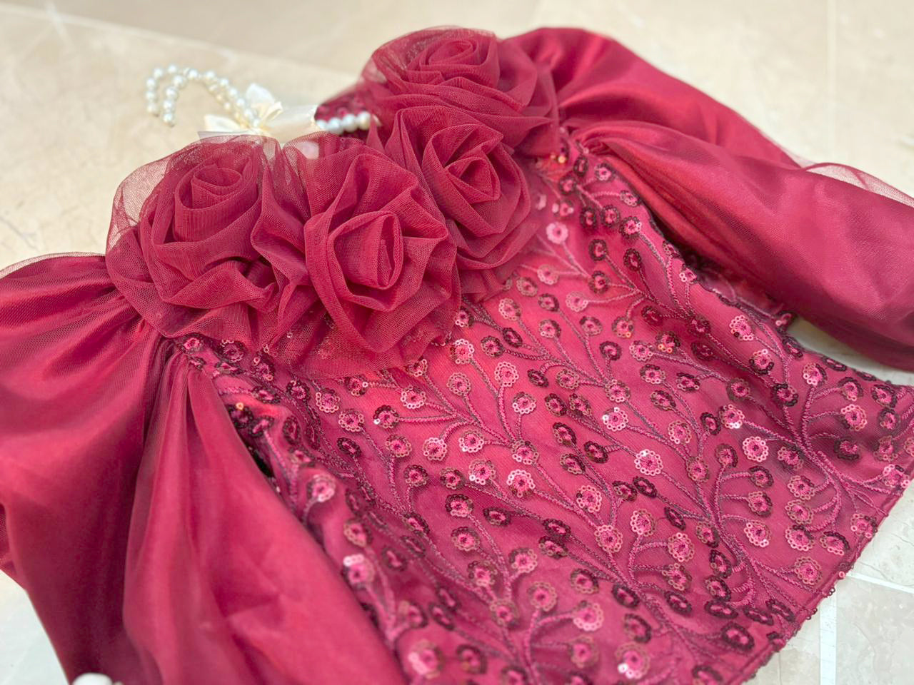 Deep Rose-Red Top