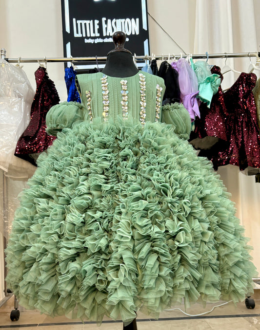 Sage Green Ruffled Dress