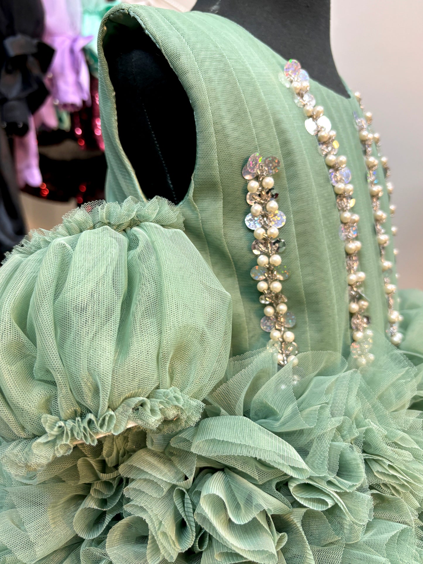 Sage Green Ruffled Dress