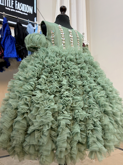 Sage Green Ruffled Dress